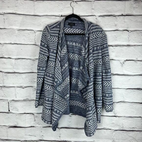 Lucky Brand Women's M Blue Aztec Boho Open Front Cardigan Sweater - Picture 2 of 7